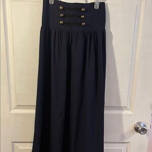 Chic Navy High-Waisted A-Line Skirt